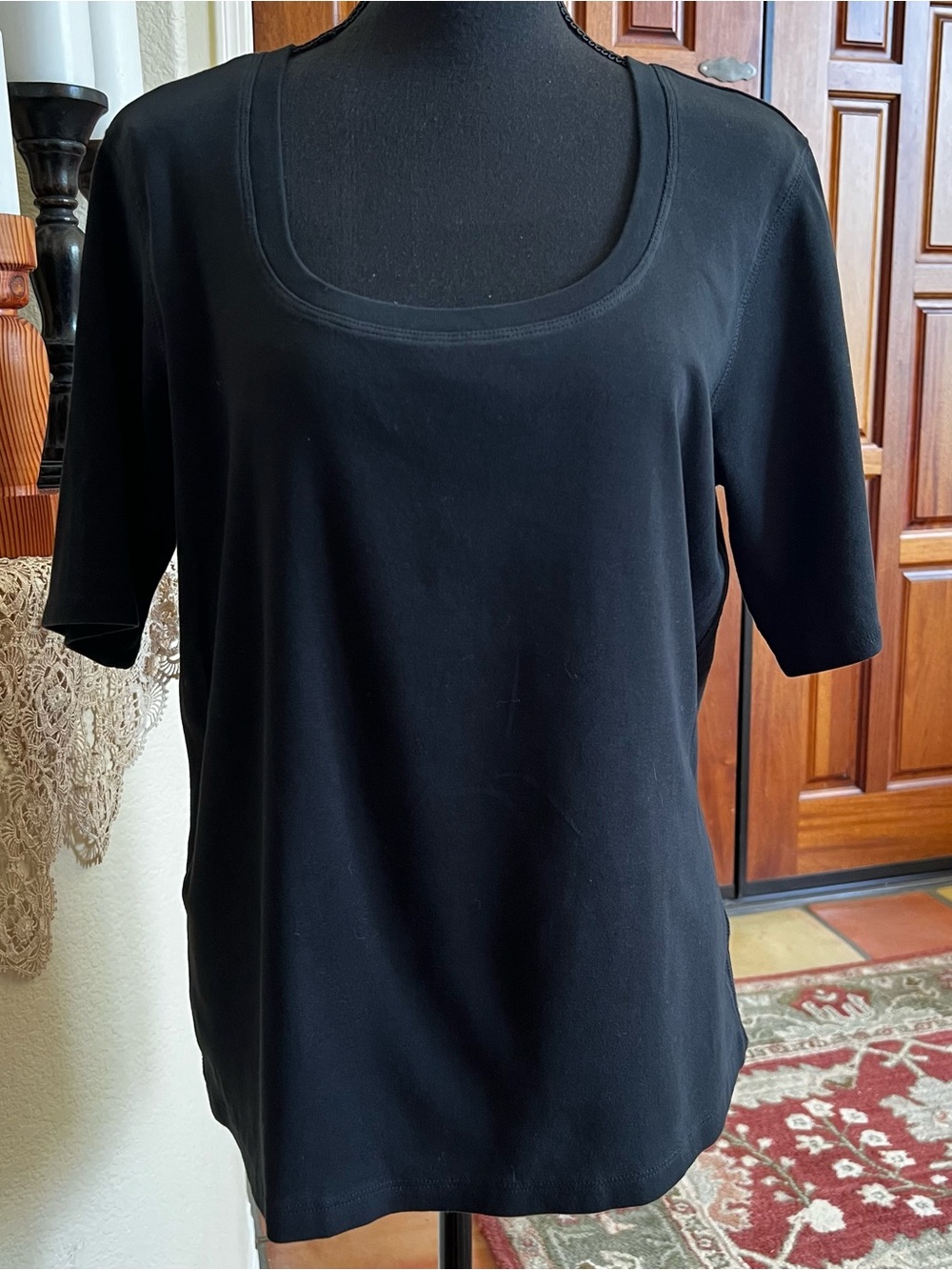 Chico's Women's Sz L/2 Black Scoop Neck ULTIMATE TEE Cotton Spandex